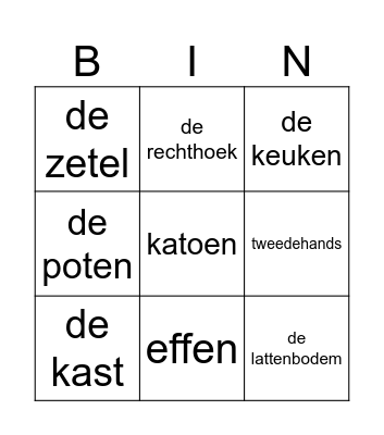 meubels Bingo Card
