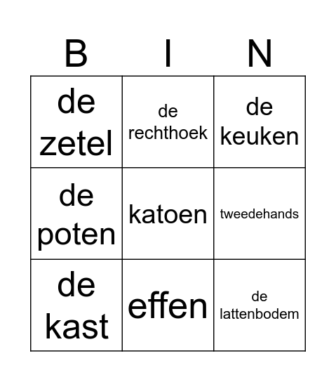 meubels Bingo Card