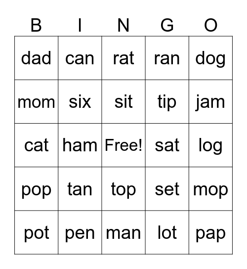 Mixed Vowels Bingo Card