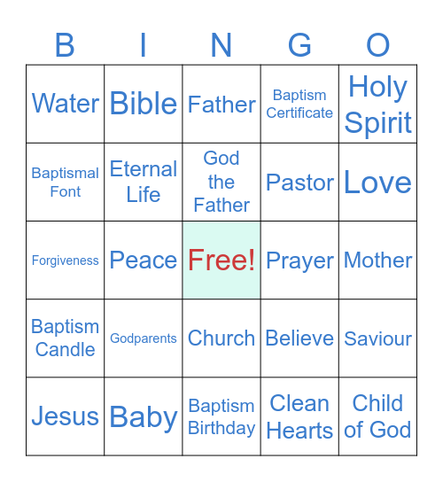 BAPTISM Bingo Card