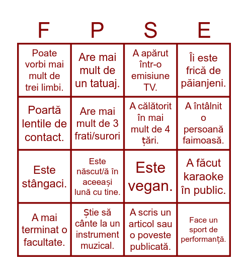 Marea Boboceală BINGO Card