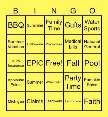 Powers Team BINGO Card