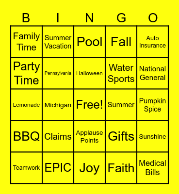 Powers Team BINGO Card