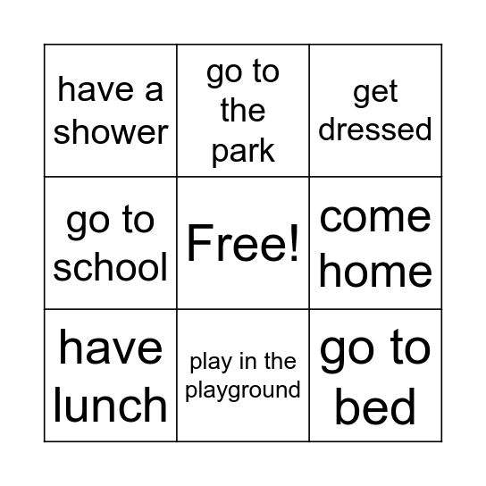 Daily routines Bingo Card