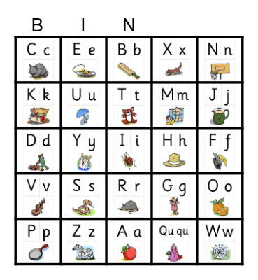 Phonics Bingo Card