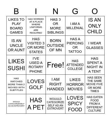 DEI BINGO Card