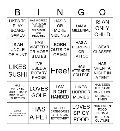DEI BINGO Card