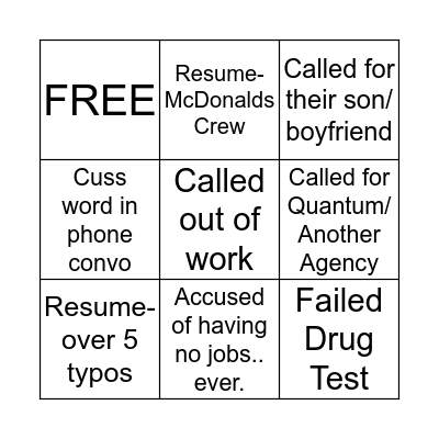 STAFFING BINGO Card