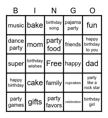 birthday bingo Card