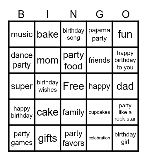 birthday bingo Card