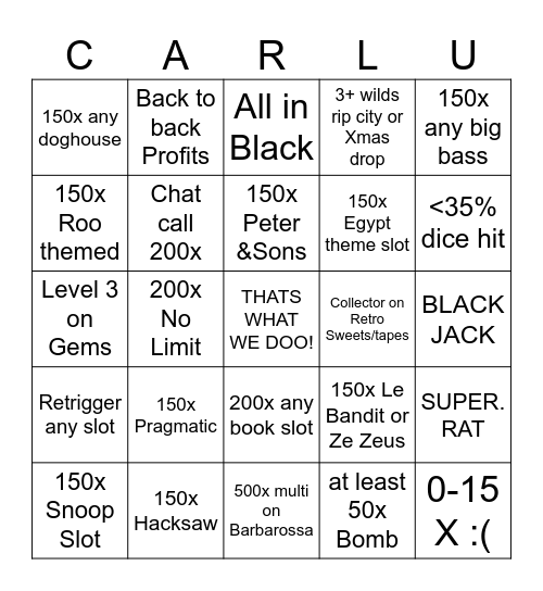 CARLU Bingo Card