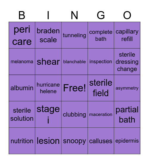 week 5 fundamentals bingo Card