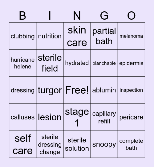 week 5 Bingo Card