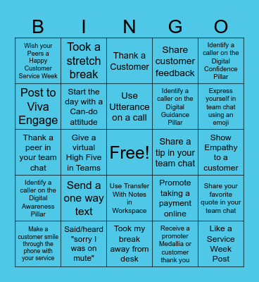 Customer Service Week 2024 BINGO!! Bingo Card