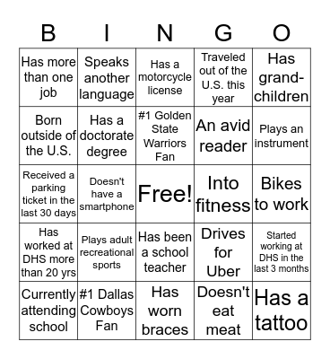 Get to Know Your Colleagues!! Bingo Card