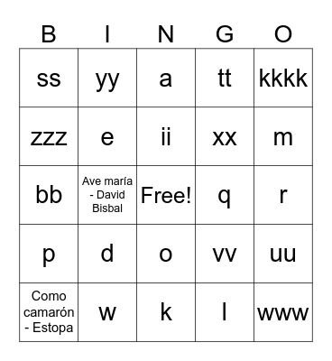 BINGO MUSICAL Bingo Card