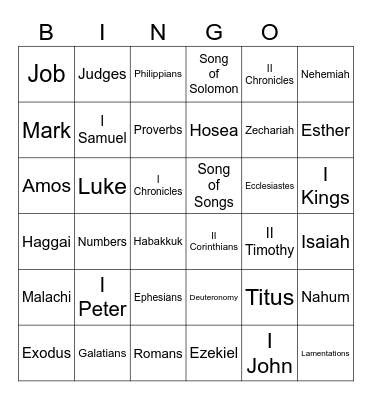 Bible Bingo Card