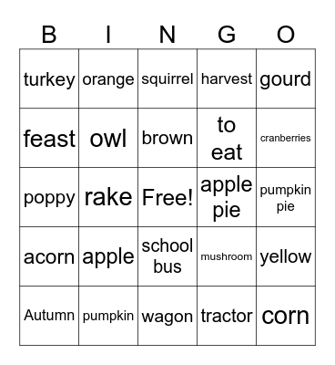 L'Automne Bingo Card