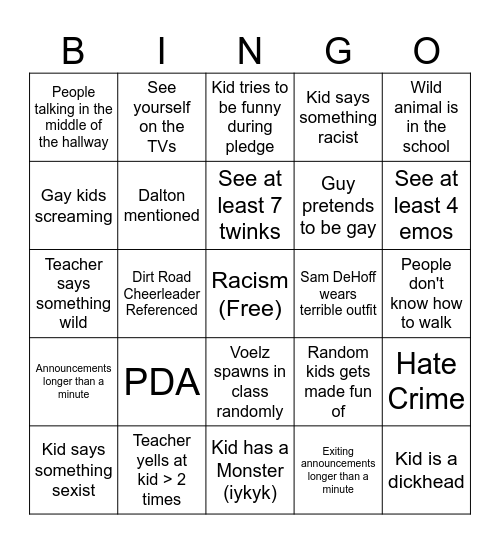 NPHS Bingo v2 Bingo Card