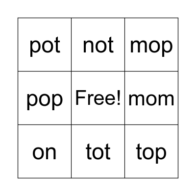 Lesson 12: o /o/ Bingo Card