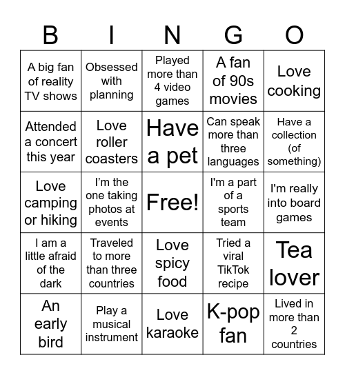 Meet Me Bingo (Fun Time) Bingo Card