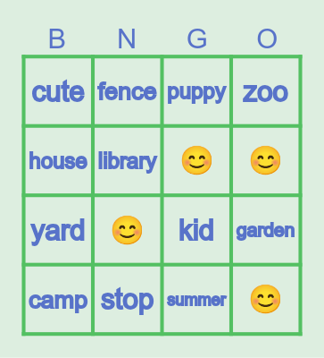 Lesson 3 Bingo Card