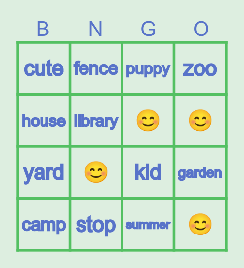 Lesson 3 Bingo Card