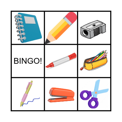 Classroom Items Bingo Card