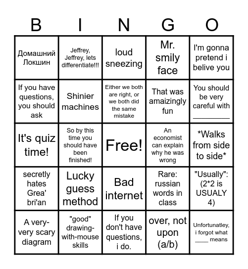 Lockshin's class Bingo Card