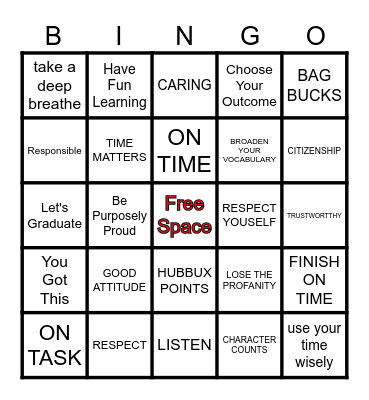 B.A.G BINGO Card