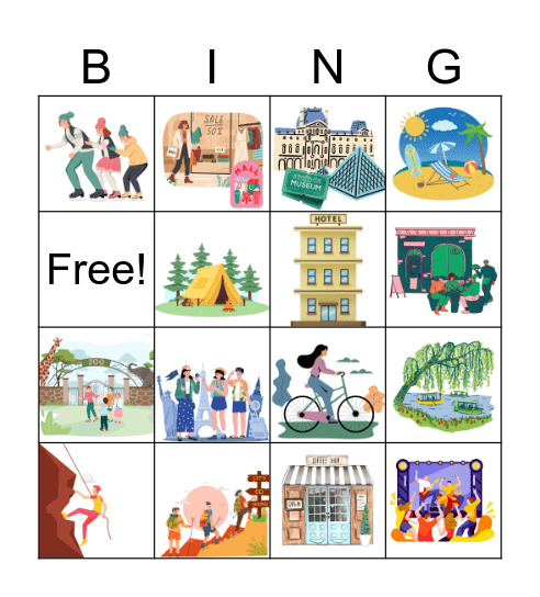 Traveling Activities Bingo Card