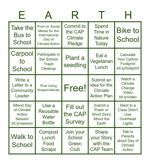 Earth-O Bingo Card