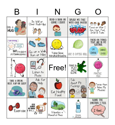 Coping Skills Bingo Card