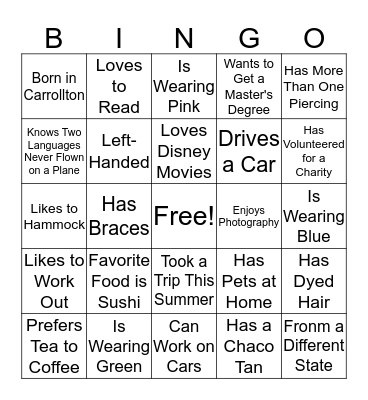 Untitled Bingo Card