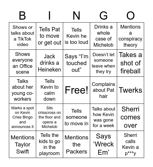 Kevin Cries Birthday Bingo - Lindsey's Version Bingo Card