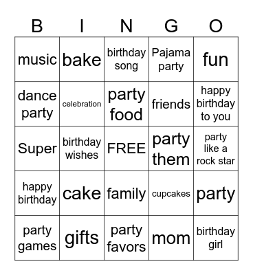 birthday bingo Card