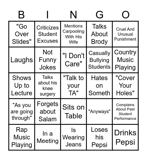 Deadman BINGO! Bingo Card