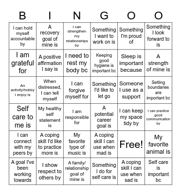 Silly Little Life Skills BINGO Card