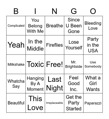 2000s Bingo Card