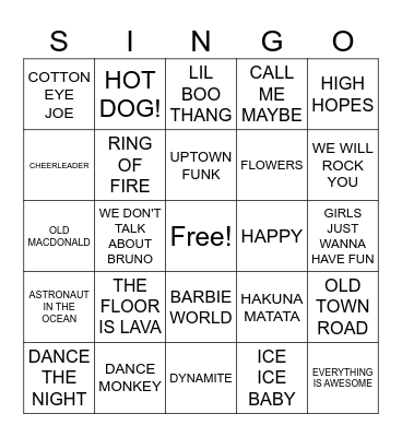 Continental Fall Festival Bingo Card