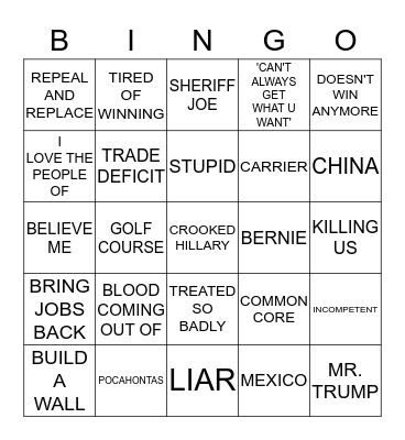 TRUMP Bingo Card