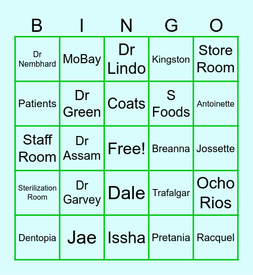 Dentopia Bingo Card