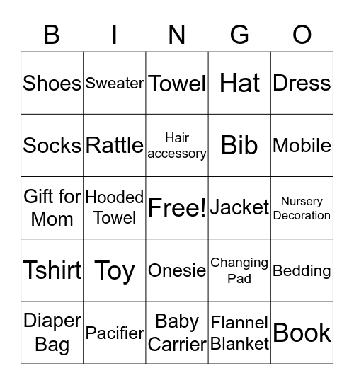 BABY SHOWER Bingo Card