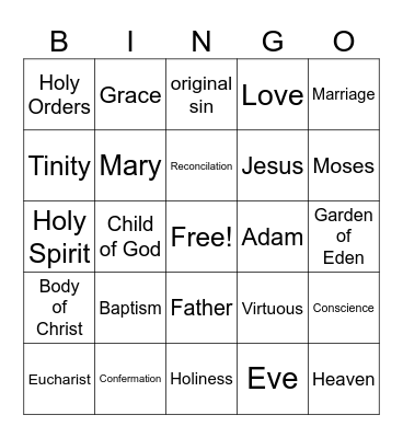 Holy Bingo Card