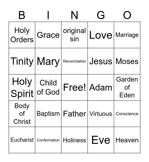 Holy Bingo Card