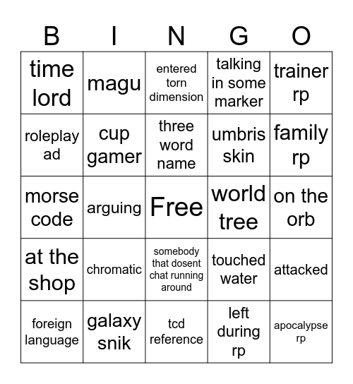 moe bingo Card