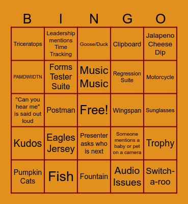 QSHH September Edition Bingo Card