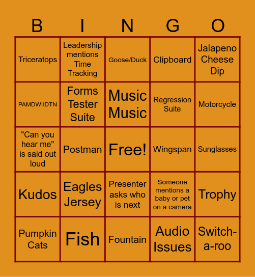 QSHH September Edition Bingo Card