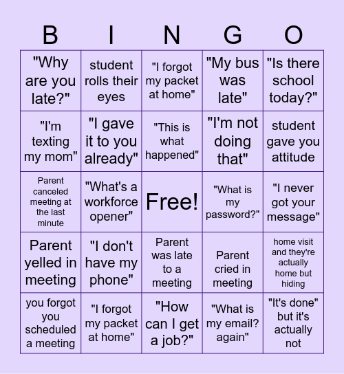 OFY BINGO Card