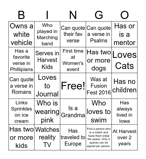 Girlfriend  Bingo Card